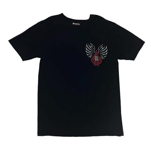 Rawyalty Couture High Roller Vegas Casino Spade Rhinestone Mens L Bling Shirt - Picture 2 of 6